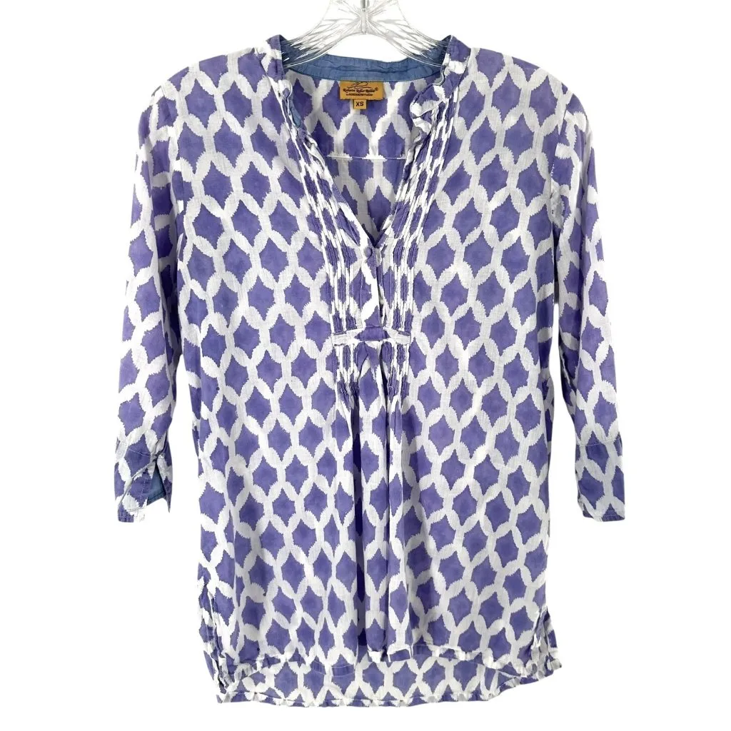 Roberta Roller Rabbit Purple Print Tunic 100% Cotton Size XS - Image 2