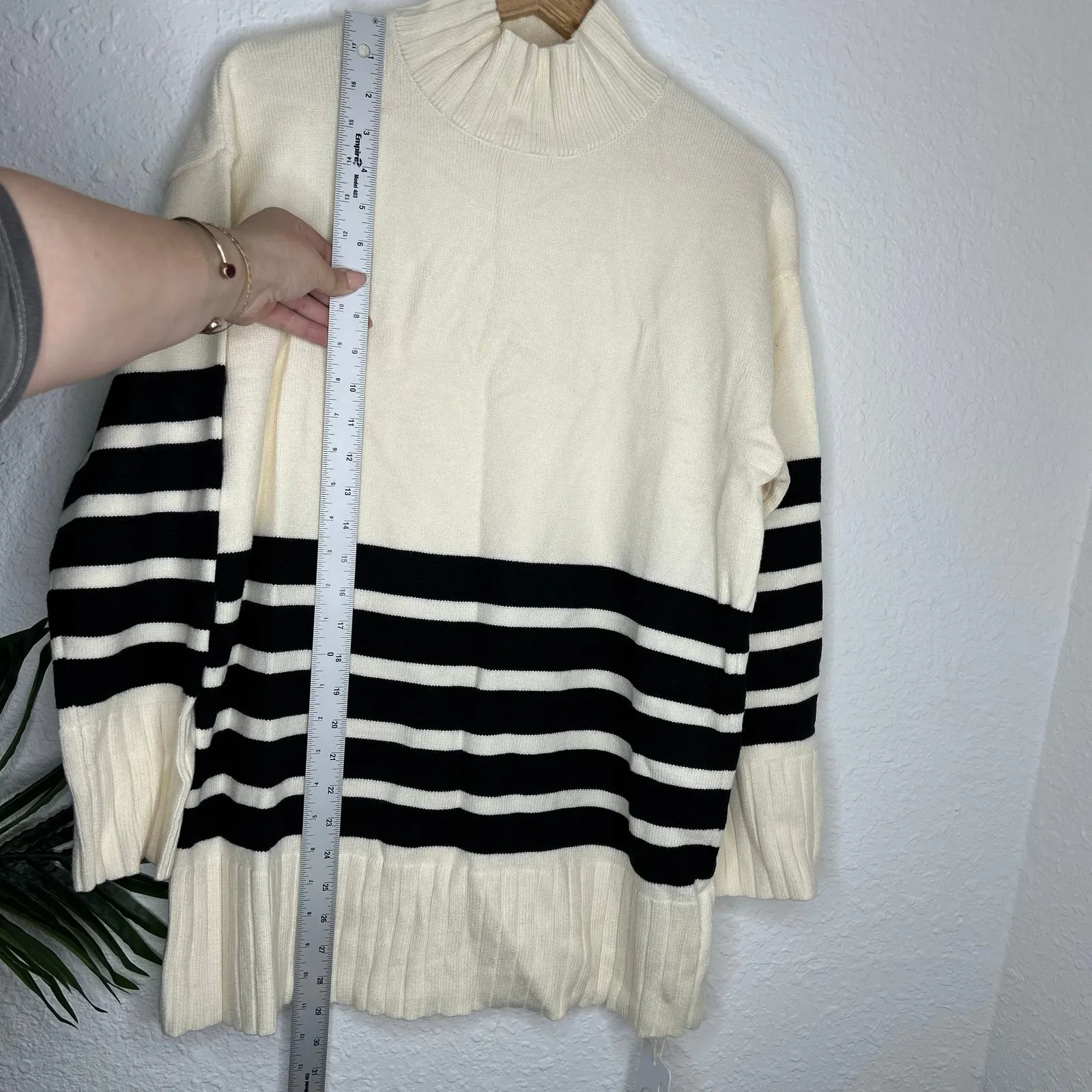 Commense Oversized Mock Neck Striped Knit Sweater M NWT - Image 5