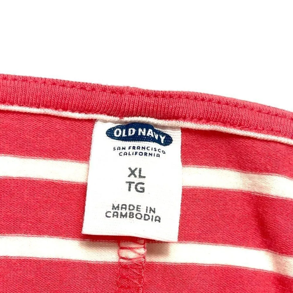 Old Navy Coral Striped A-Line Dress - Image 7