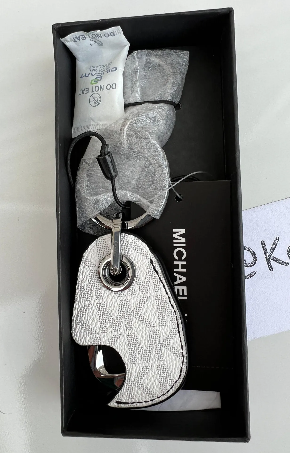 Michael Kors MK Logo Bottle Opener Key Fob - Bright White - Image 2