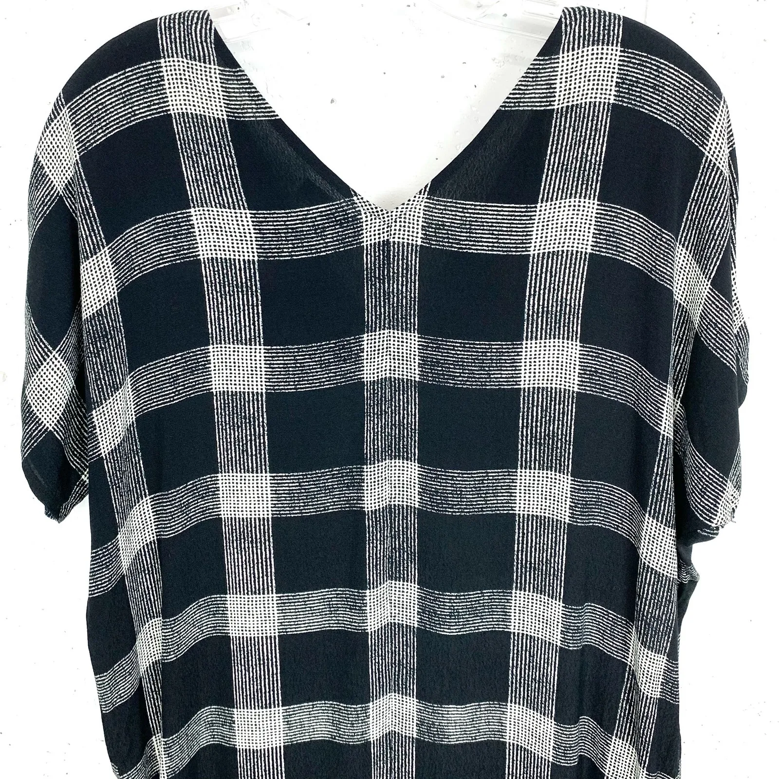 Madewell Womens Buffalo Check Dress Short Sleeve 1/4 Zip Black White Size XS - Image 11