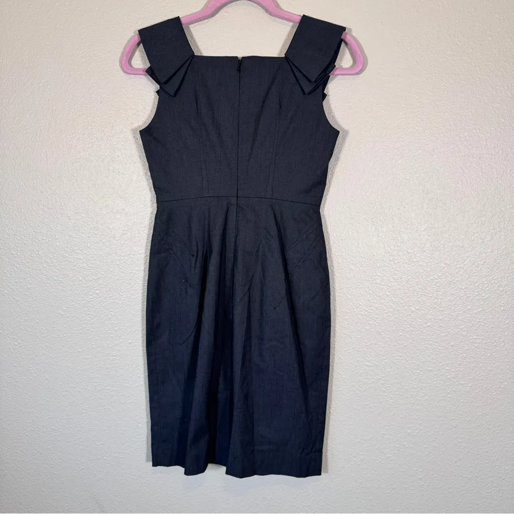 Banana Republic Grey Sleeveless Sheath Dress Womens 0P Mini Academia Preppy - Image 4
