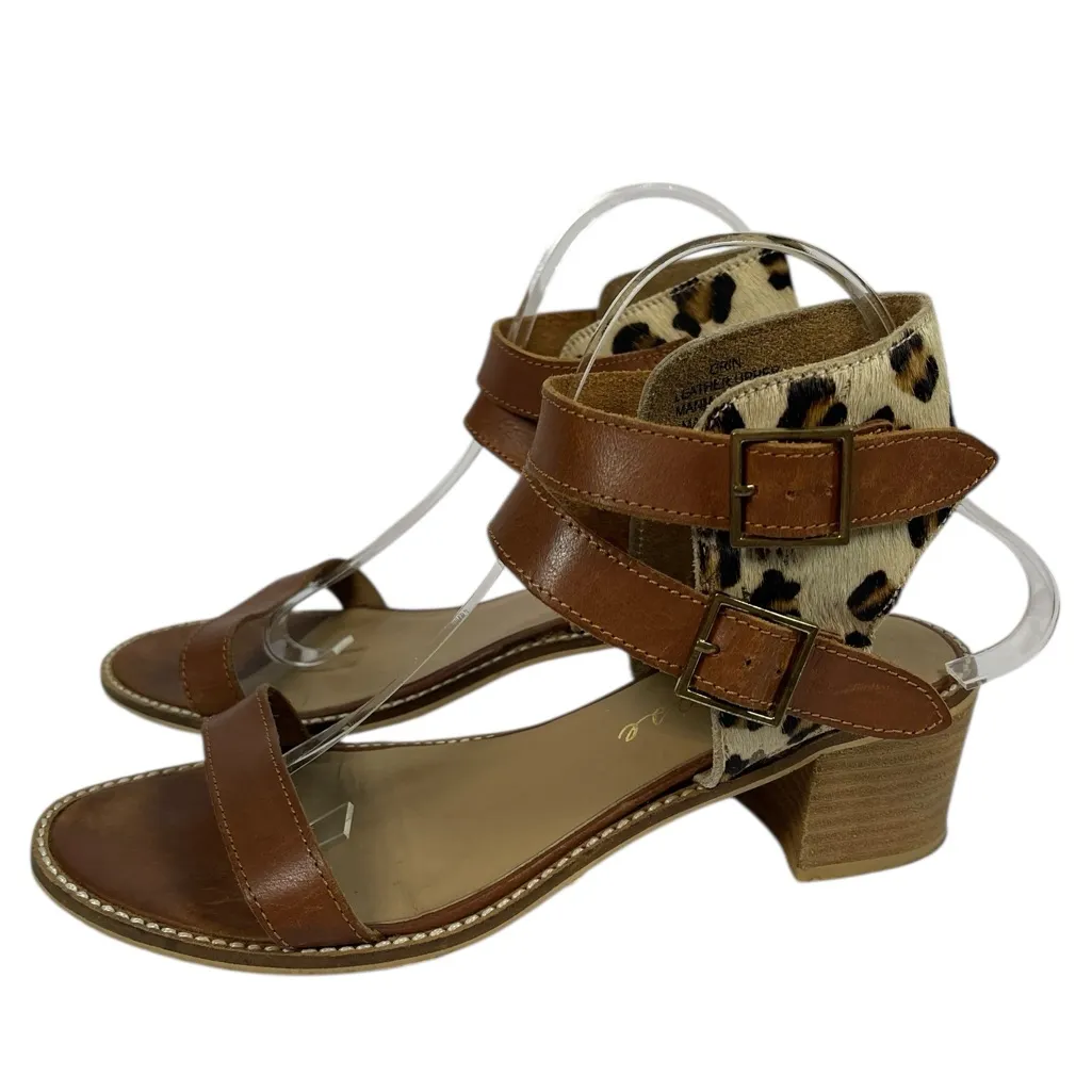 Matisse Orin Brown Leather Leopard Block Heel Sandals – Size 9M - Image 3