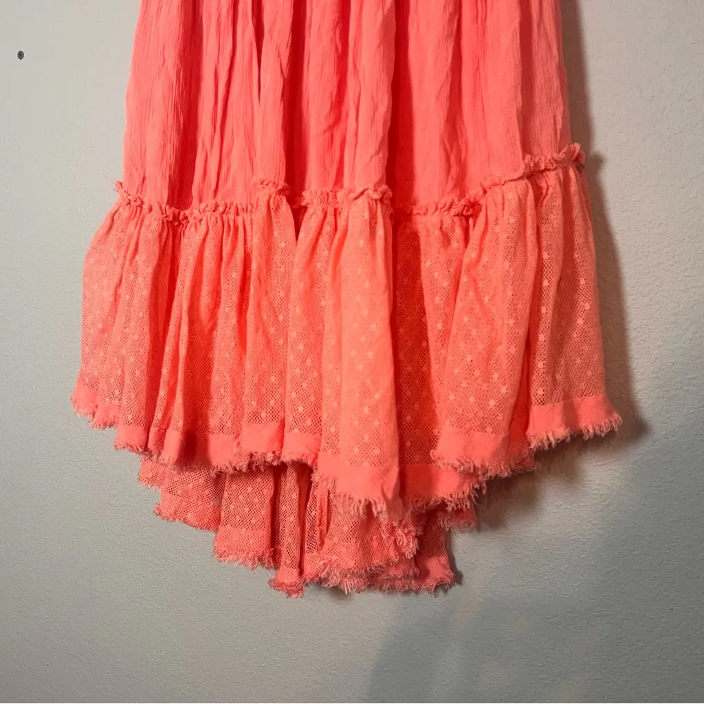 Free People 100 Degree Tunic Mini Dress Pink Coral Halter Size XS Open Back Boho - Image 5