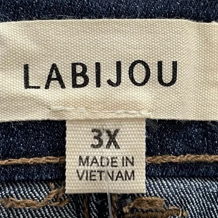 NWT Labijou Denim knee length pencil skirt, size 3X plus preppy trendy back slit - Image 2