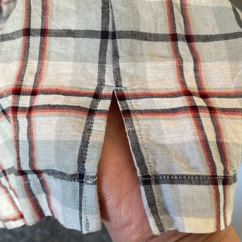 Pendleton Plaid Linen Blend Button Down Shirt Small - Image 3