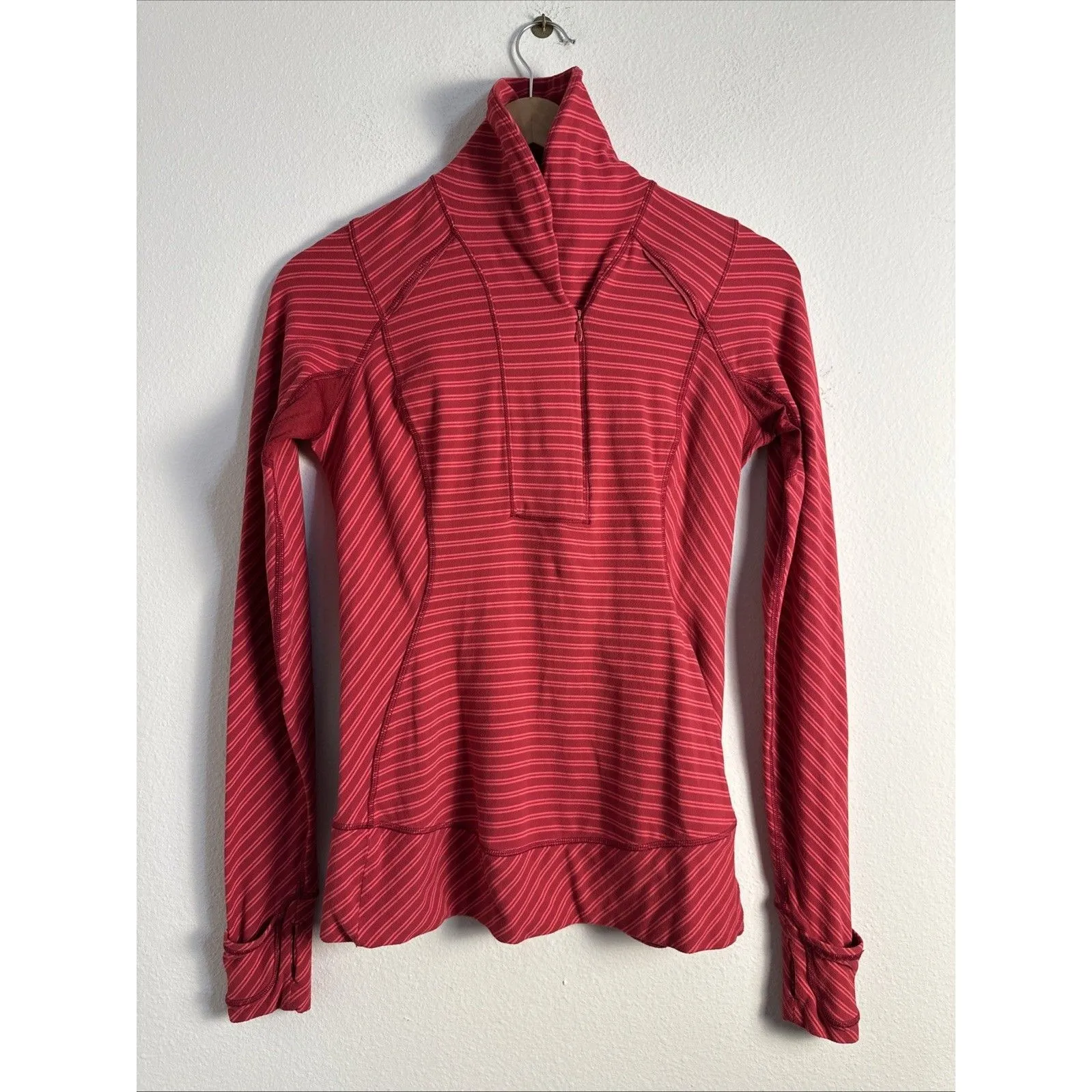 Lululemon Think Fast Pullover Long Sleeves Size 6 Berry, 1/2 Zip Running - Image 2