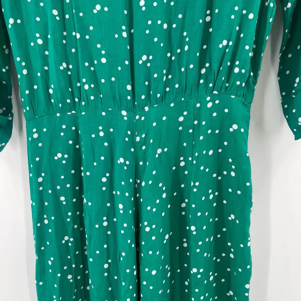 MODCLOTH X COLLECTIF Jumpsuit Size 2 Green Dots Retro Pinup Away You Go Vintage - Image 9
