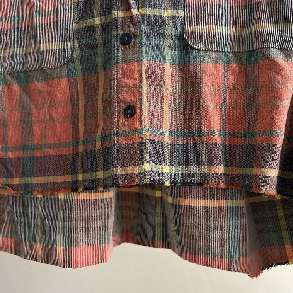 UO BDG Brendan Check Crop Long Sleeve Button Down Flannel Size Medium Oversized - Image 3