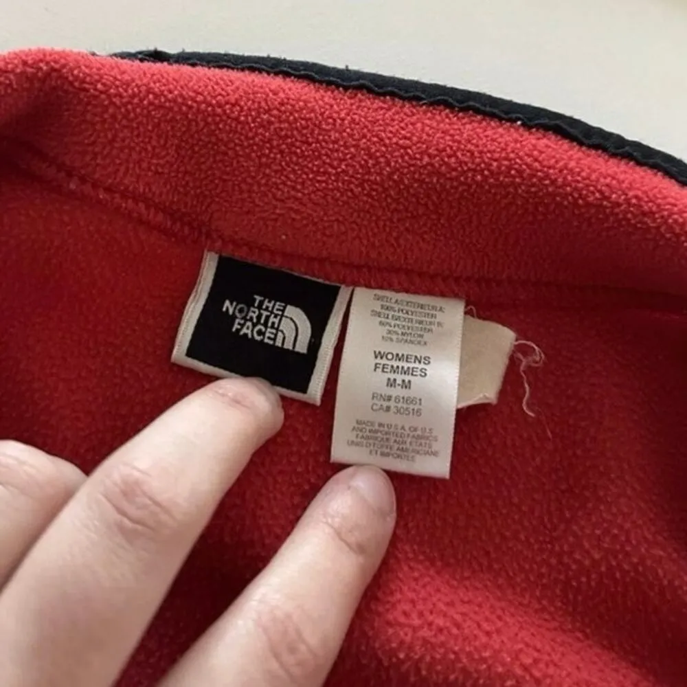 The North Face Women's Polartec Half Zip Fleece Pullover-Red/Black - Image 5