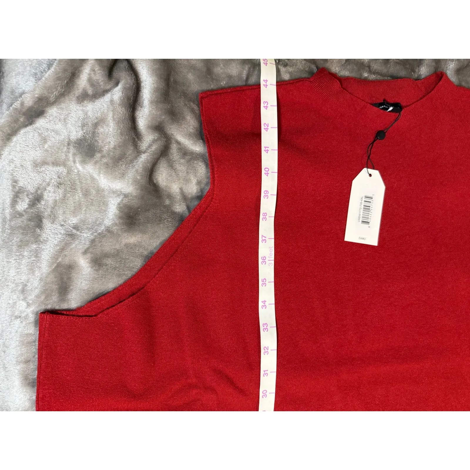 NWT‎ Universal Standard Size 4XL (38-40) Red Crew High Neck Sweater Tank Shirt - Image 7
