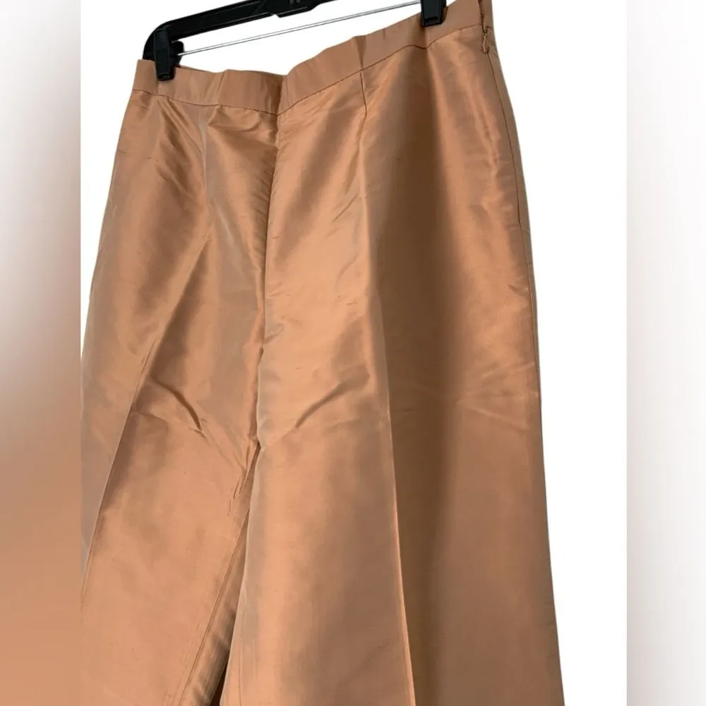 Kasper Career 100% Silk Dress Pants Women 10 Straight Leg Metallic Trousers - Image 2