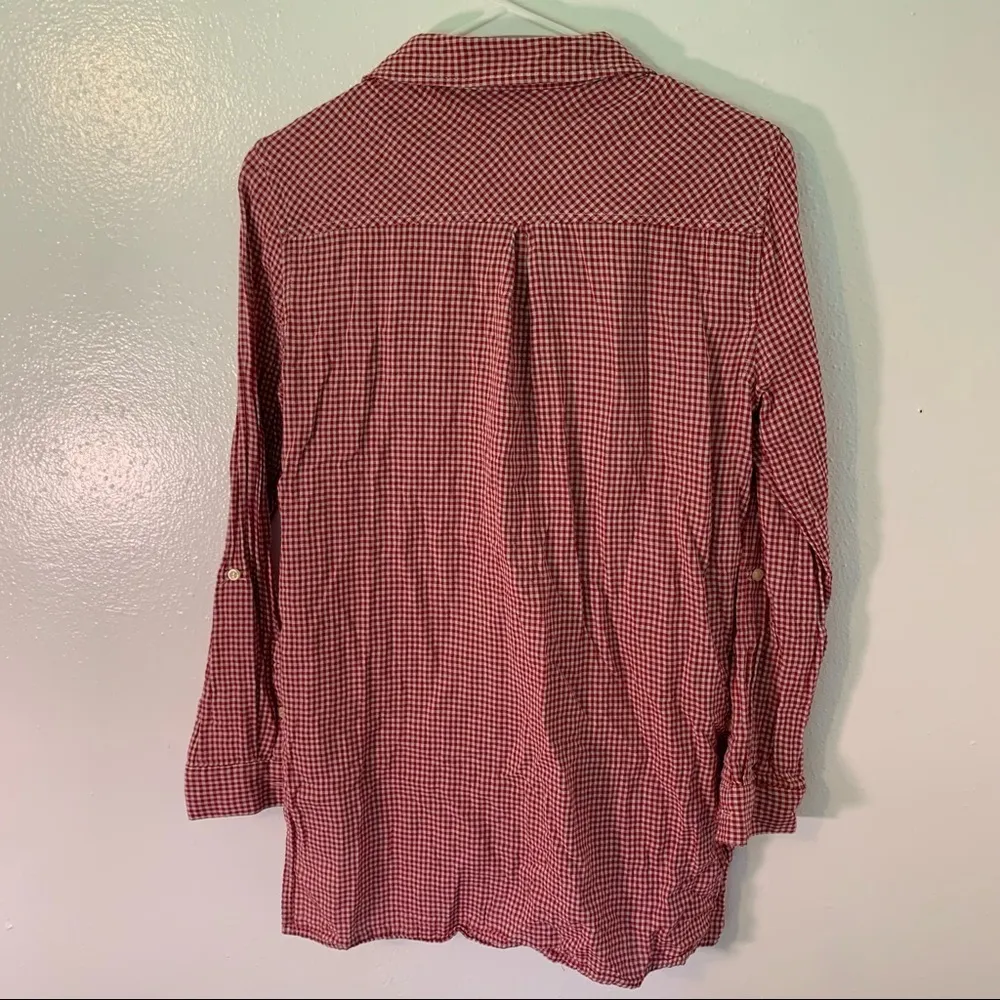 Velvet Heart Button Down Shirt Red White Gingham - Image 10