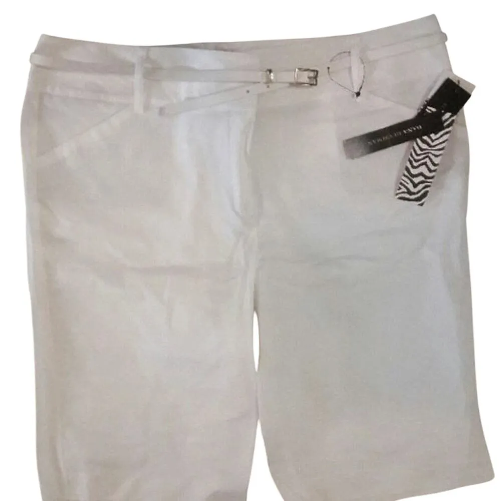 Dana Buchman Shorts Belted White Lightweight Stretch Cotton Blend Women's 16 - Image 2