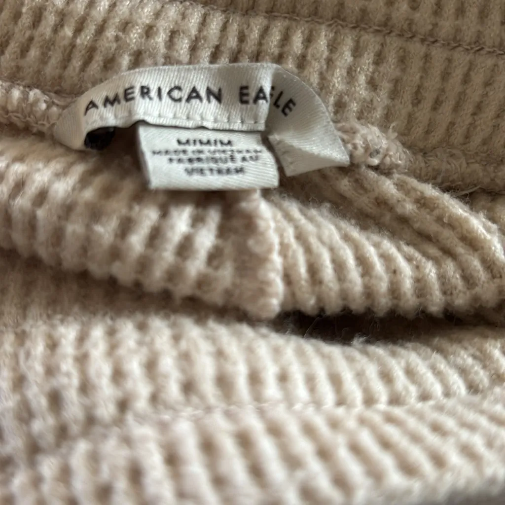 American Eagle AEO Waffle Knit Pull On Flare Pant Sz M Cream Casual Stretch - Image 4