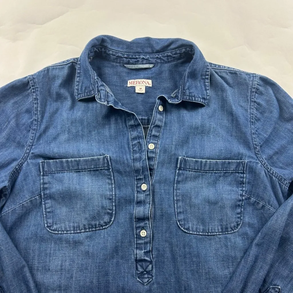 Merona Dark Denim Tunic Shirt M - Image 2
