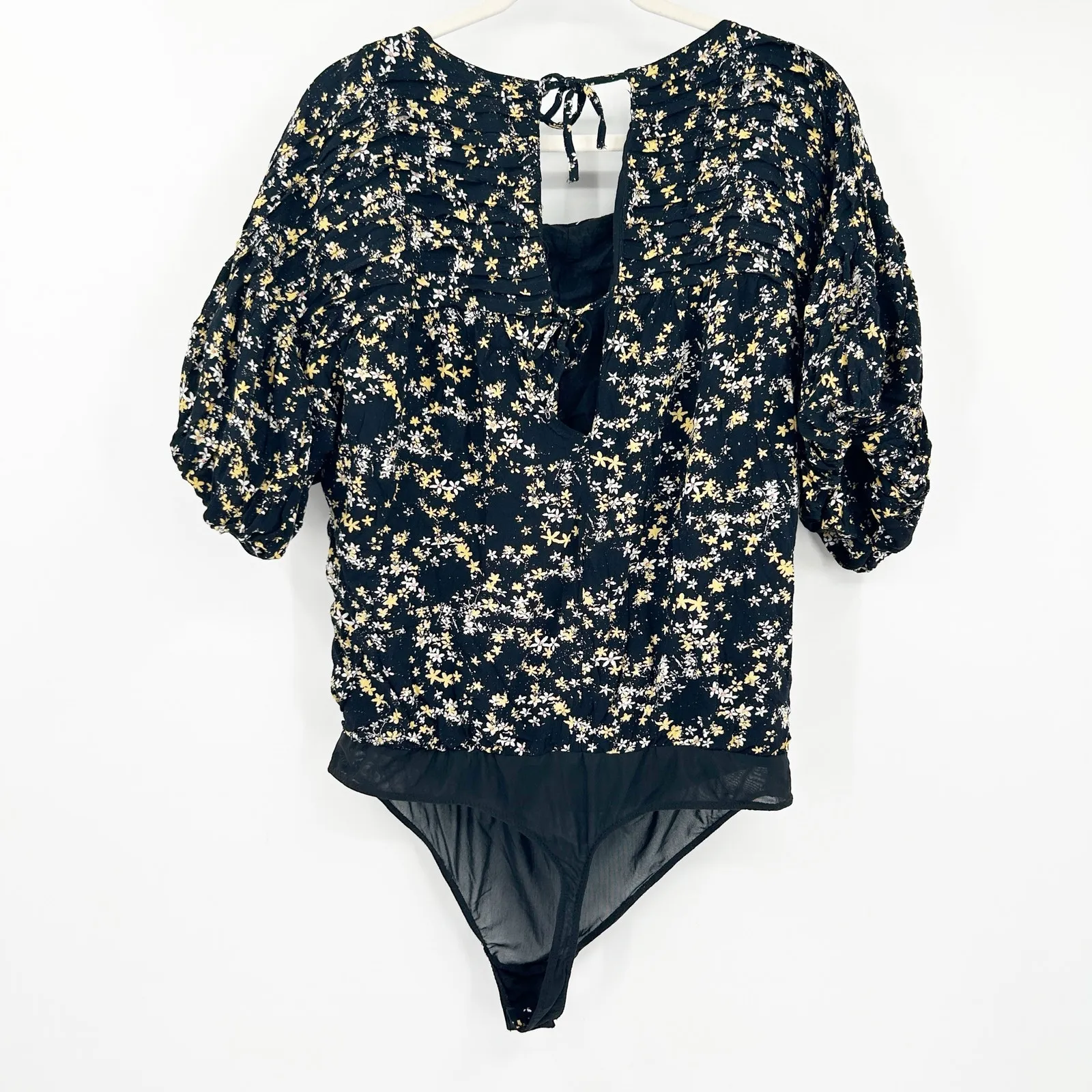 Free People Intimately Womens Dessa Puff Sleeve Ditsy Floral Blouse Bodysuit L‎ - Image 10
