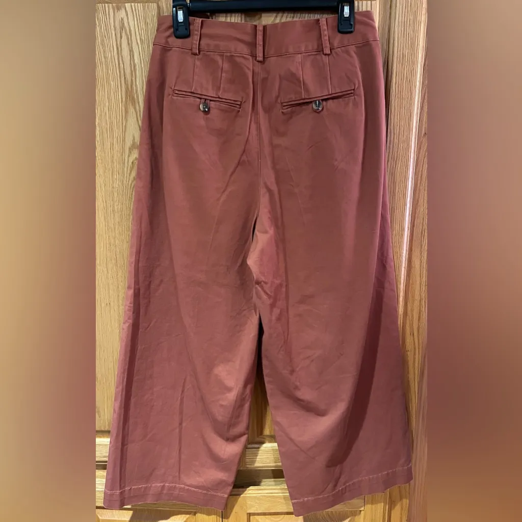 Madewell Double Front Pleated Wide-Leg Crop Pants in Burnt Sienna Size 2‎ - Image 11