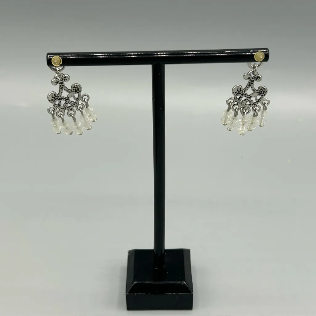 Vintage Silver Tone Chandelier Crystal Drop Earrings - Image 8