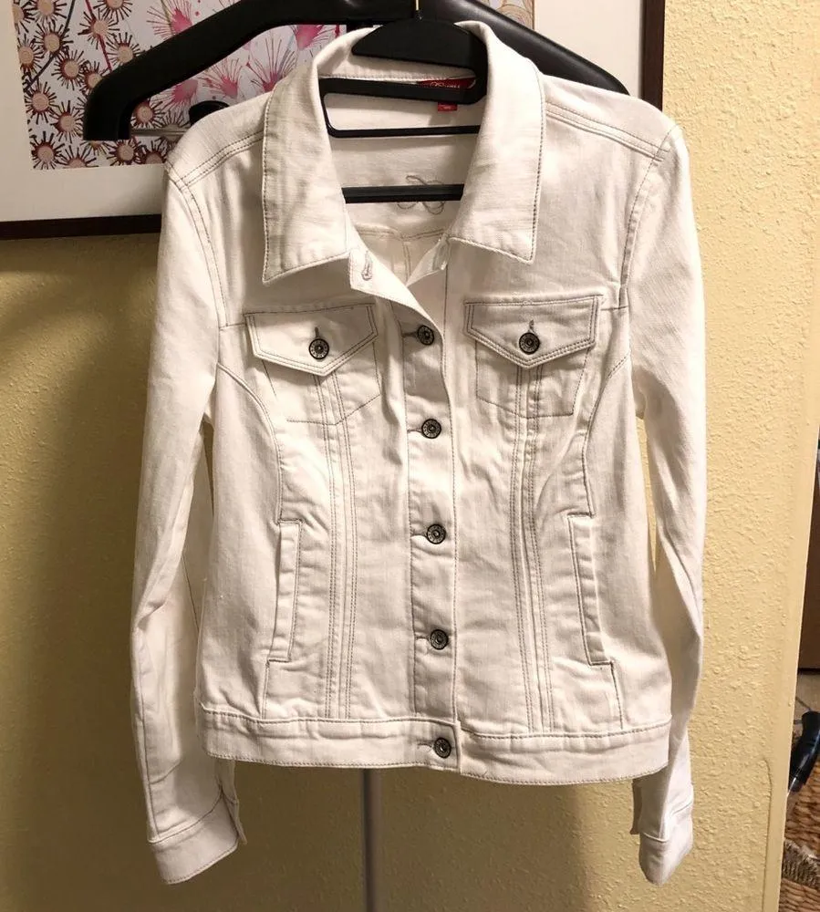NEW  White Denim Sexy Trucker Jacket Large - Image 4