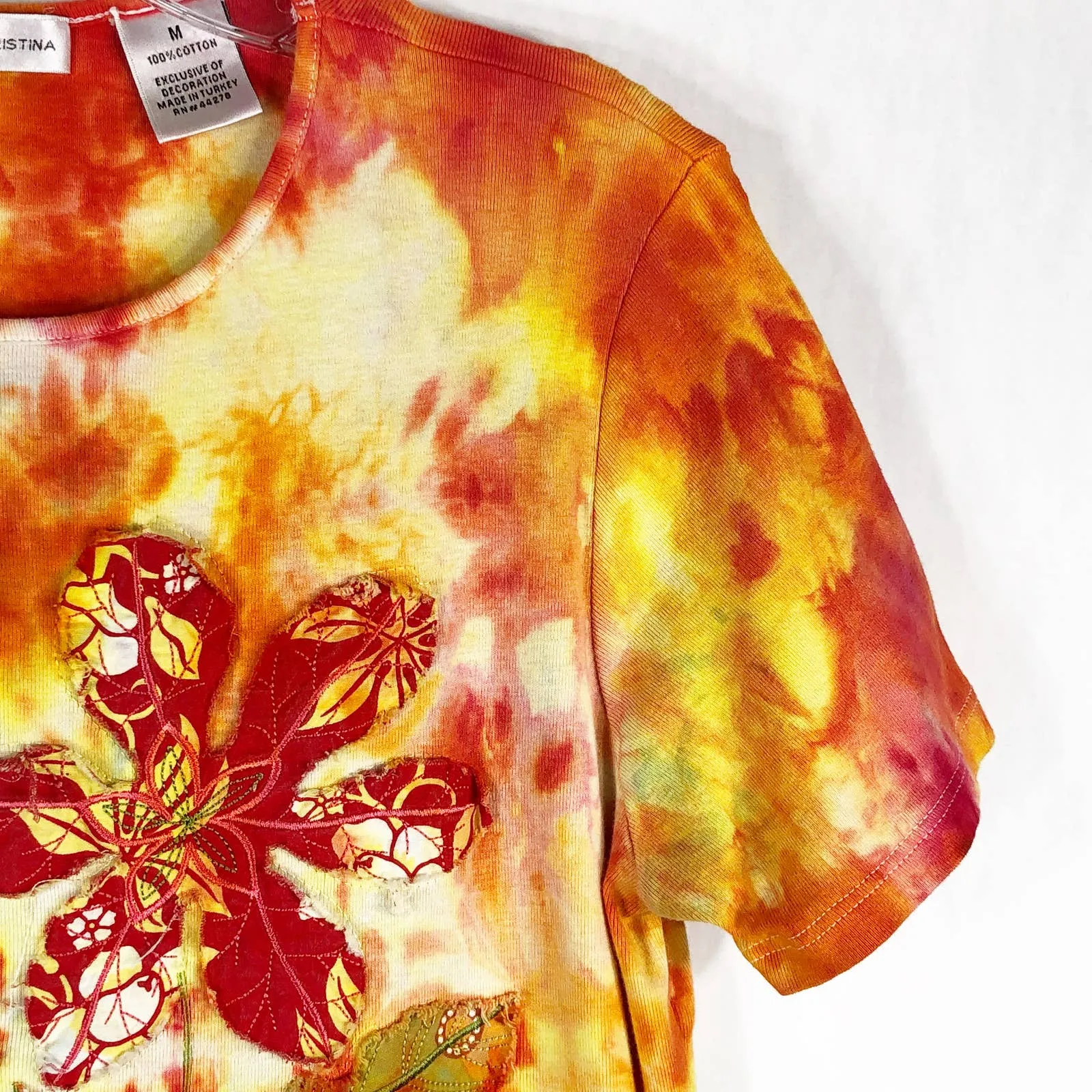 Marisa Christina Medium Top‎ Handmade Tie Dye Flower Garden Orange Yellow 1056 - Image 5