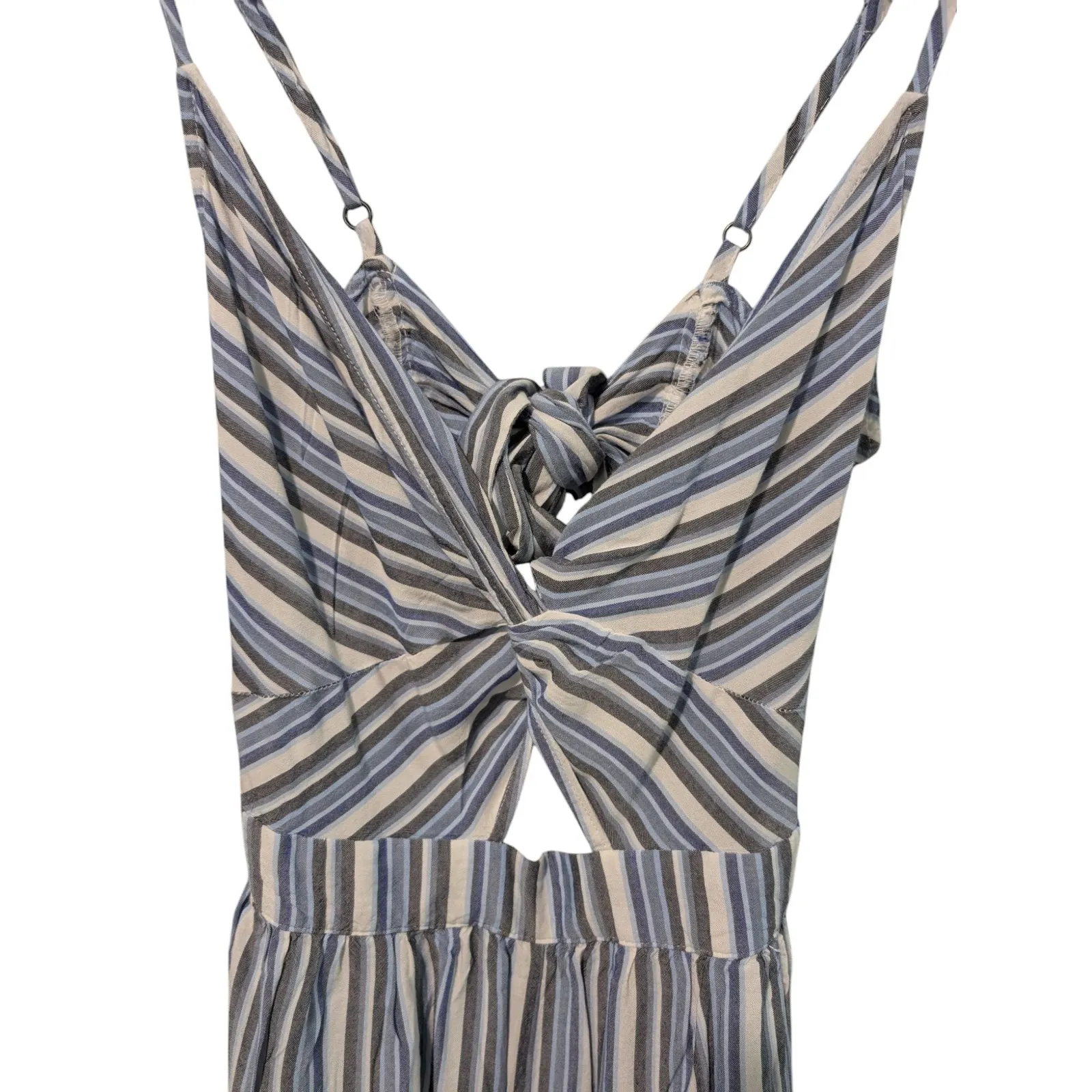 Aeropostale Striped Romper Cutout Tie Front Casual Summer‎ Blue Size S - Image 3