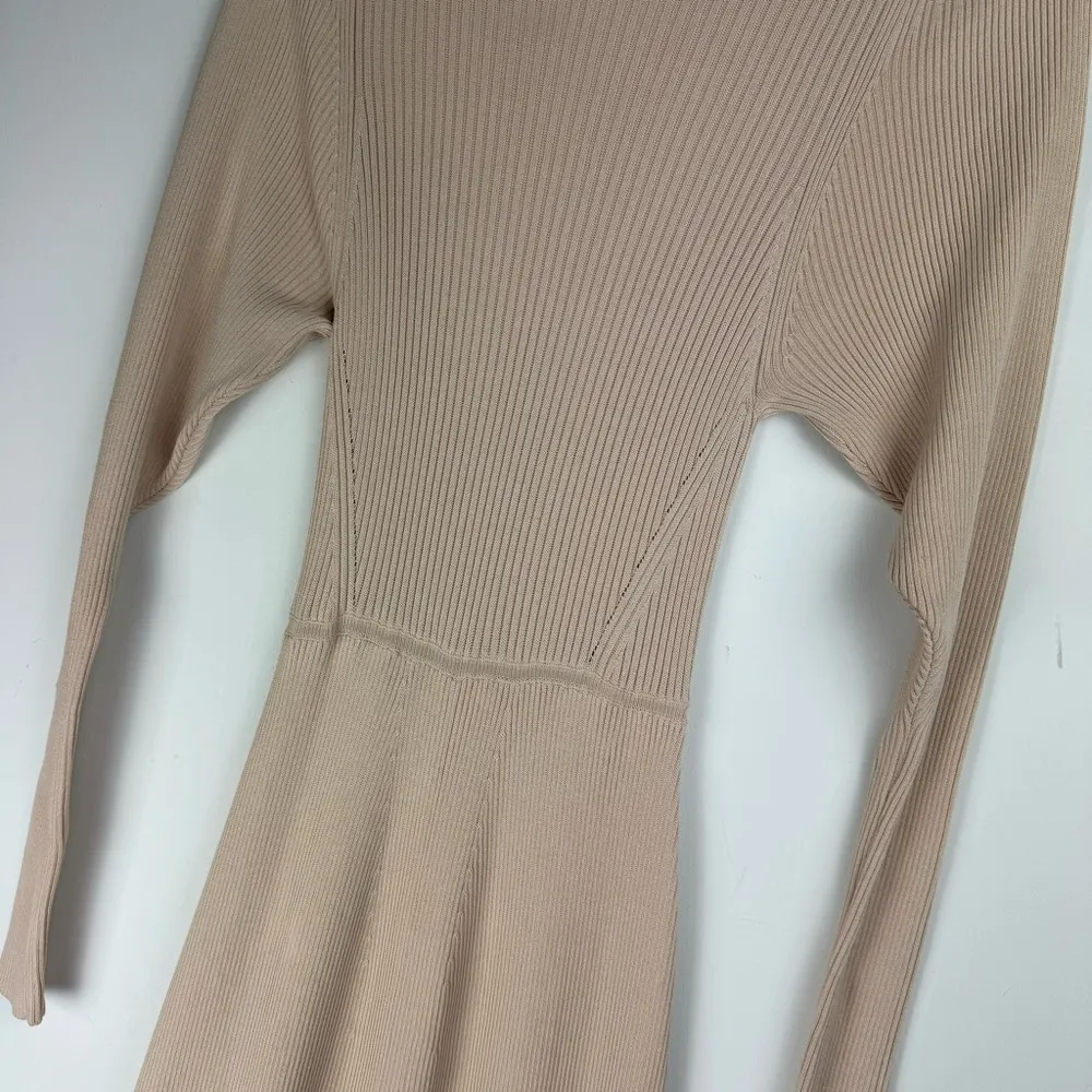 Zara Cream Knit Maxi Dress Turtleneck Long Sleeves Sz Medium A-line Silhouette - Image 9