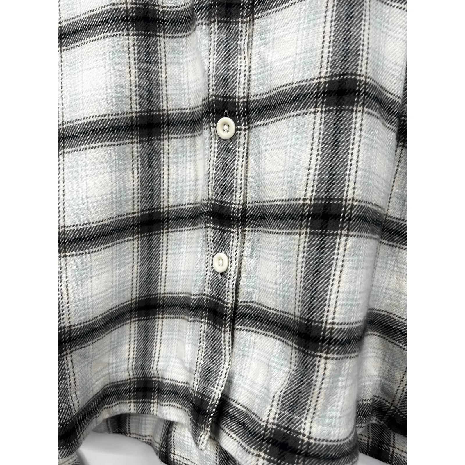 Madewell‎ Womens Celestial Blue Flannel Dolman Crop Shirt in Plaid Small - Image 4