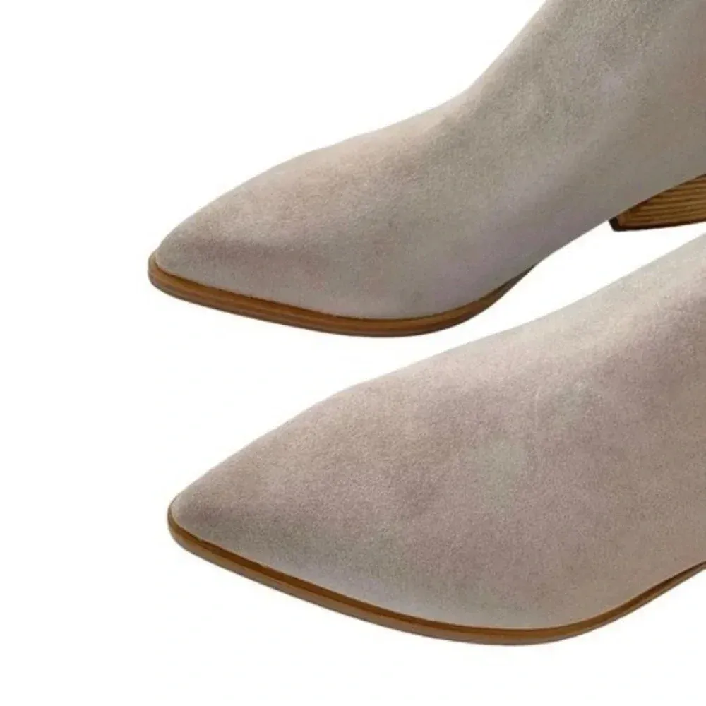 Marc Fisher Suede Leather Teona Light Grey Ankle Cowboy Boot Size 7.5 NWT - Image 12