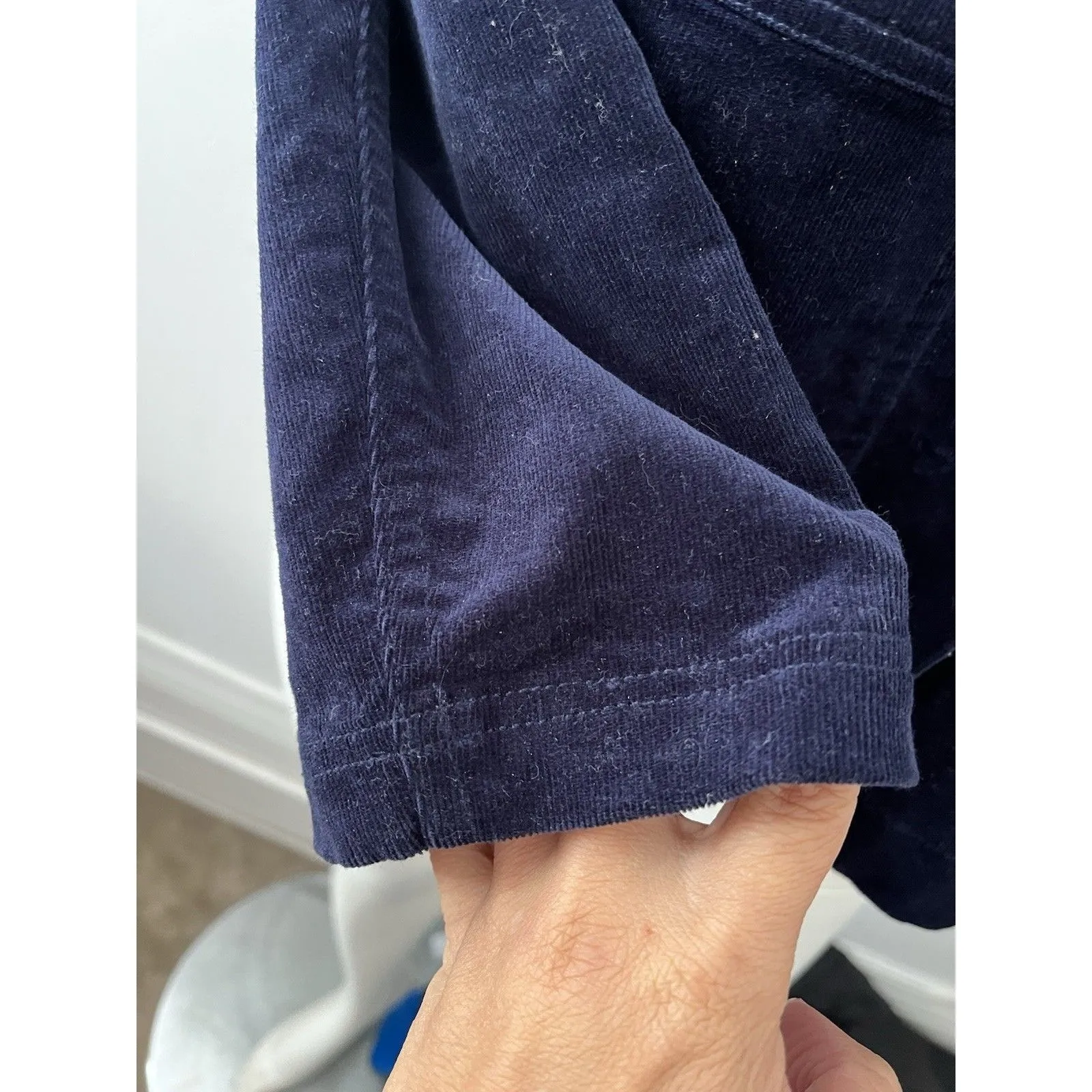 Draper James Blazer Jacket M Navy Crushed Velvet  Office Business Professional - Image 5