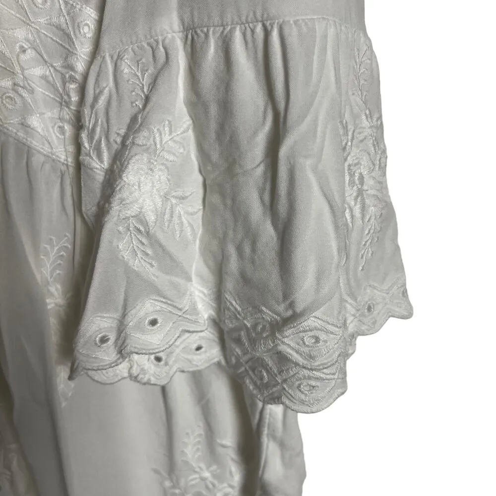 Soft Surroundings Melissani White Embroidered Eyelet Tunic Blouse Size Large - Image 9