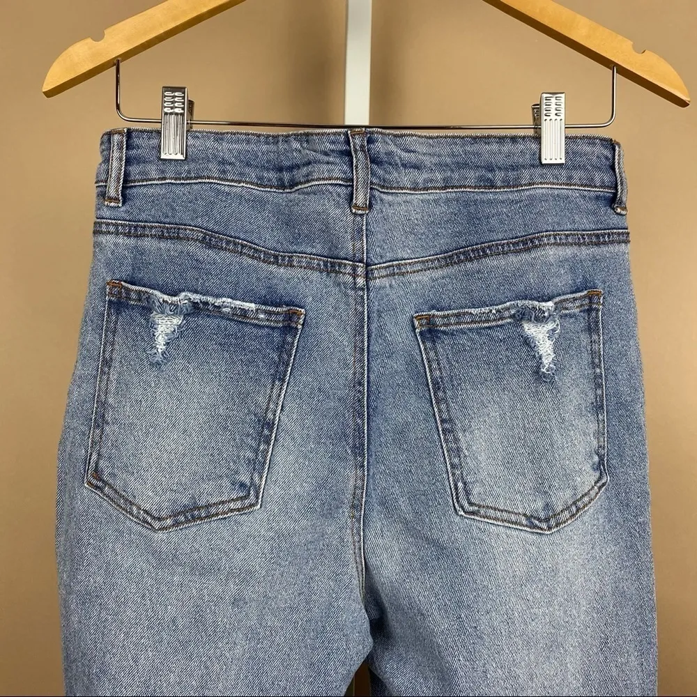 Super high Rise Mom Jeans Size 13 Junior 29 Light Wash Distressed Cali - Image 8