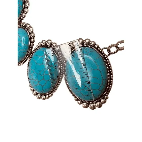 New Fashion Jewelry Set‎ Southwest Faux Turquoise Statement Necklace Matching Blue - Image 5