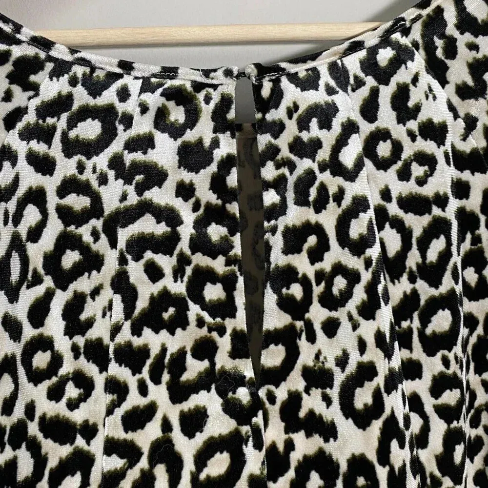 Julian Taylor New York Women's Sz 10 Long Sleeve Velvet Leopard Print Mini Dress - Image 12