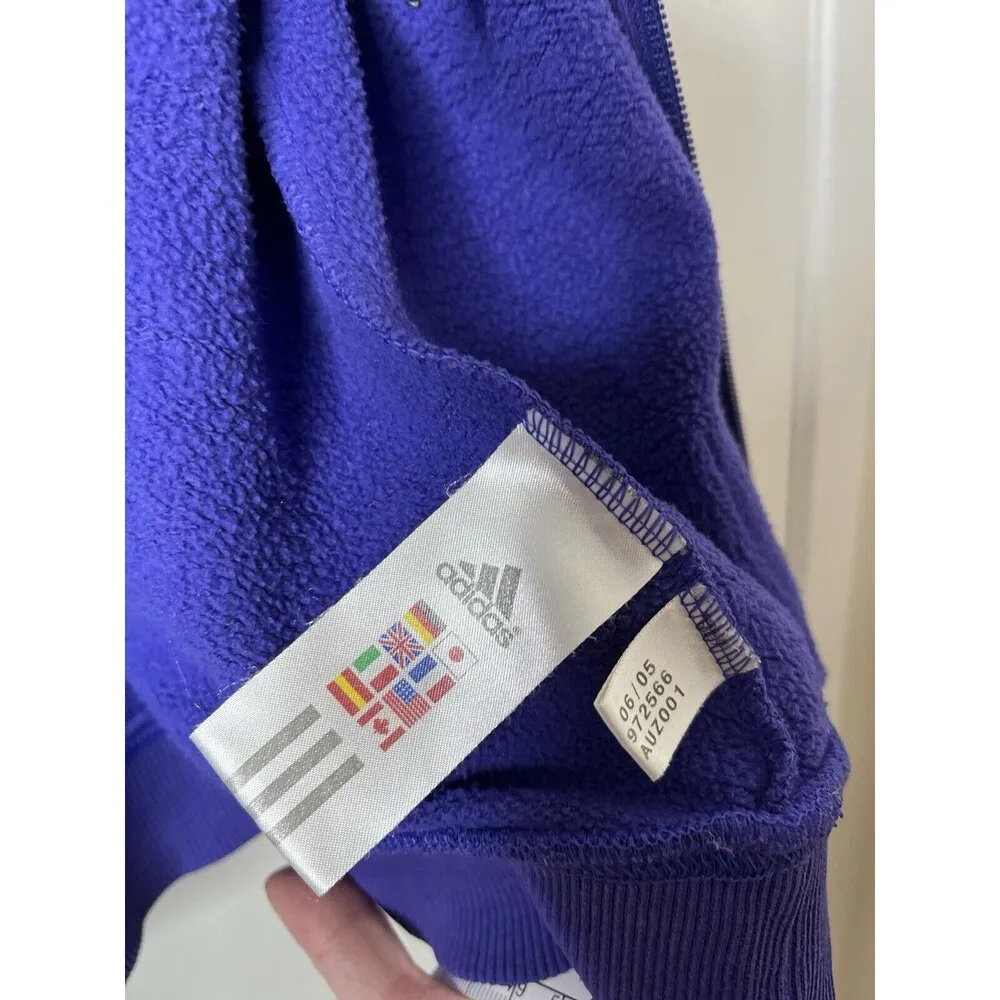 Adidas Women’s L Purple Full Zip Fleece Lined Soft Hooded Jacket VTG Y2K - Image 9