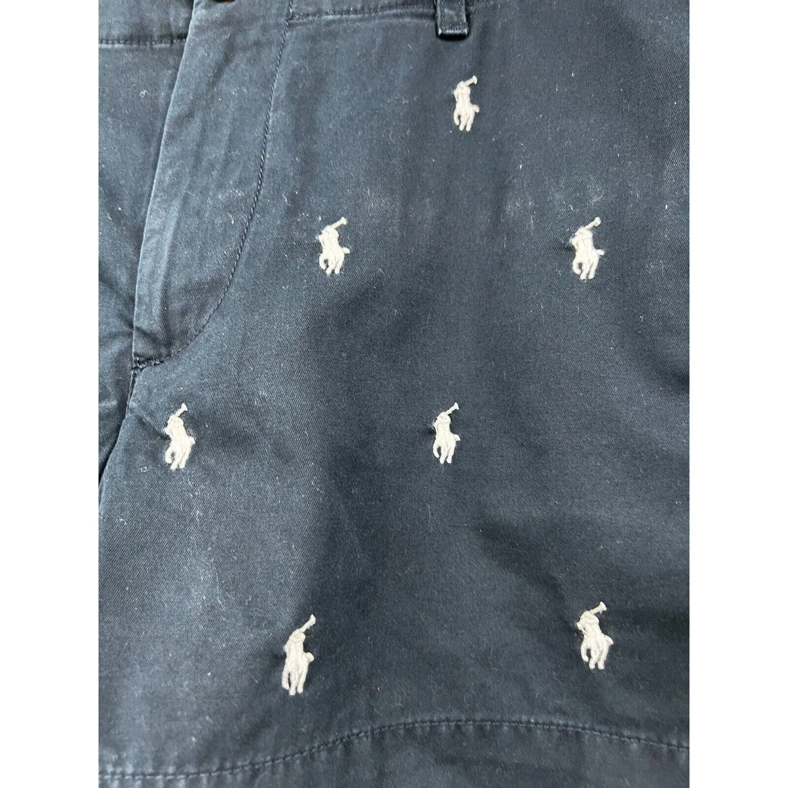 Polo Ralph Lauren Chino Shorts Embroidered All Over Pony Logo Stretch Classic‎ 8 - Image 3