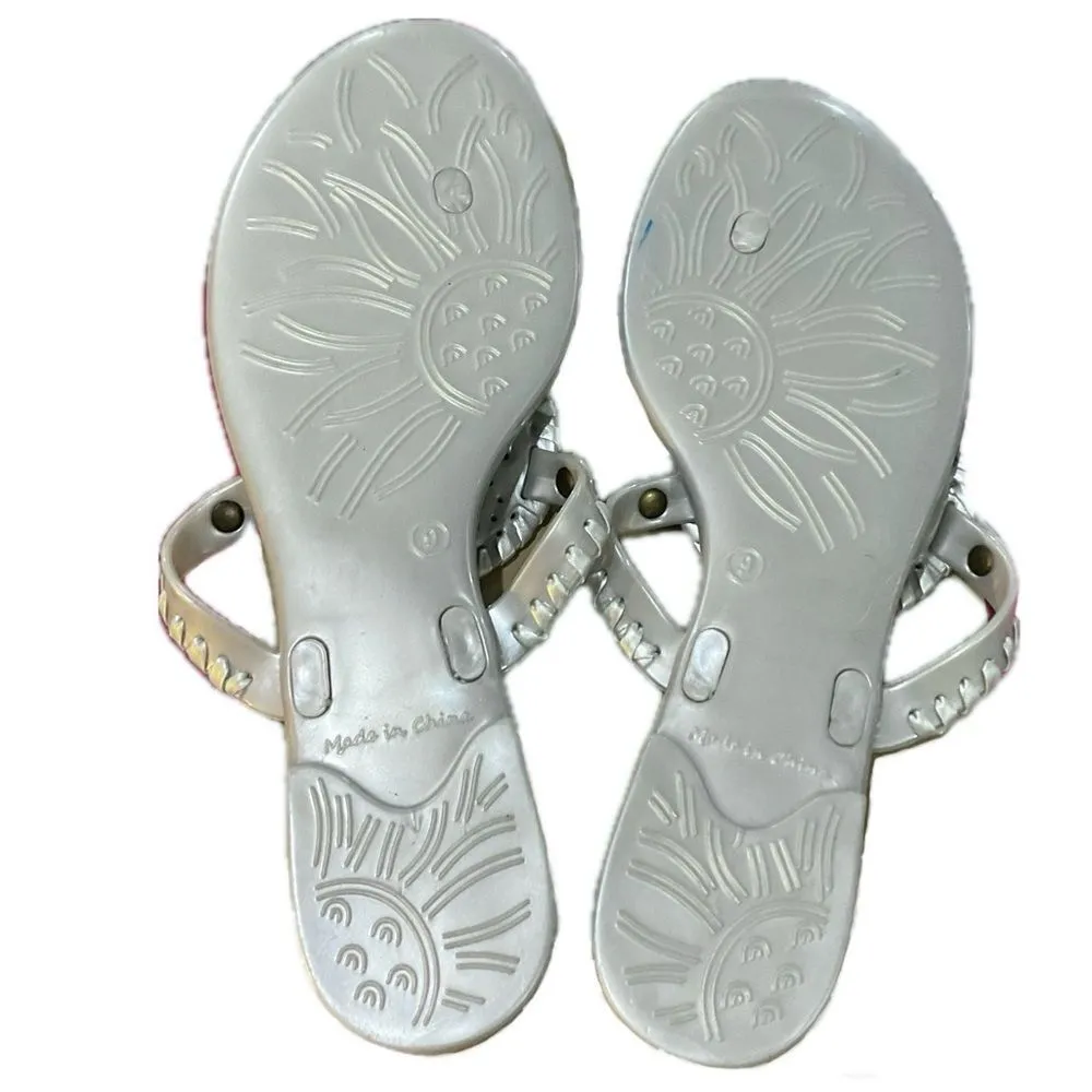 Jack Rogers Georgica Jelly Sandals Silver Sz 9 Flats Flip Flops Beach Swim Pool - Image 7