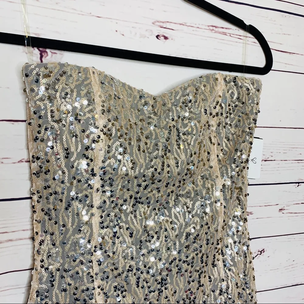 NWT Windsor Champagne Sequin Party Dress Size 9 - Image 3