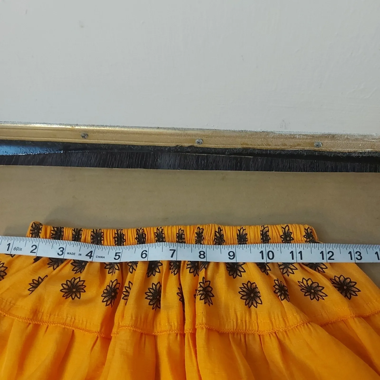 Vintage Orange/Black Screenprint Floral Skirt No Size Fall Cottagecore Bohemian - Image 5