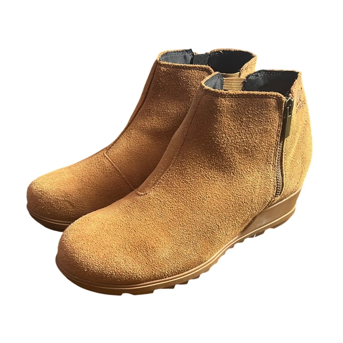 Sorel Evie Side Zip Bootie Ankle Boots Tan Suede Wedge Sz 11 Fall Winter Casual - Image 3