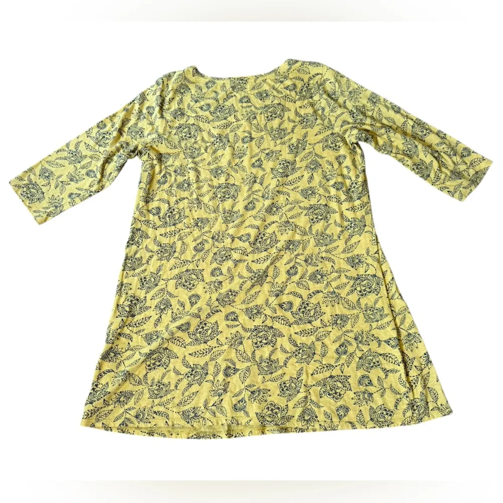 Pure Jill Gold Chic Earthy Floral Leafy Ballet Sleeve Tunic Shirt Top Yellow Size L - Image 3