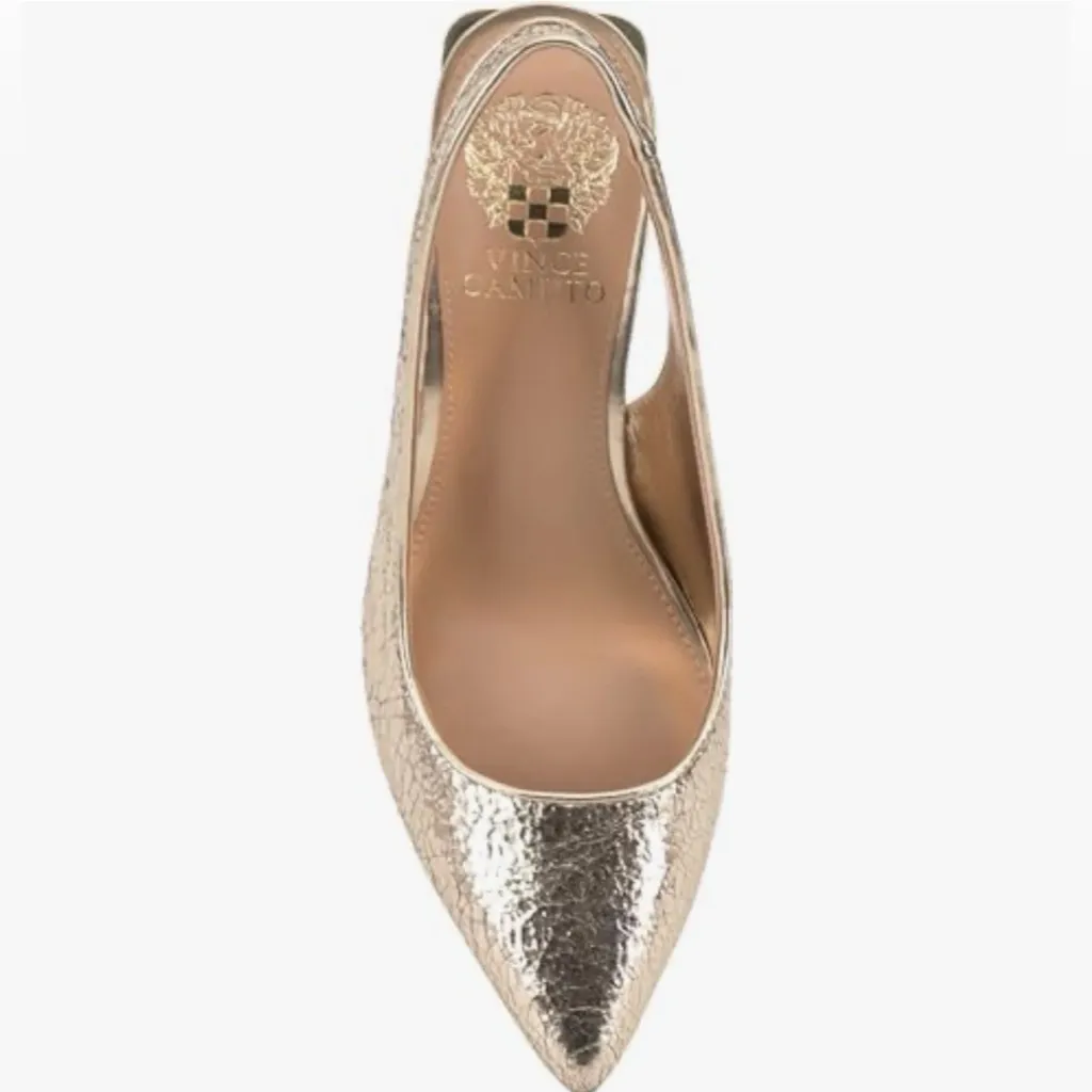 Vince Camuto Women's Hamden Slingback Gold Pumps Heels Shoes 7 - Image 11