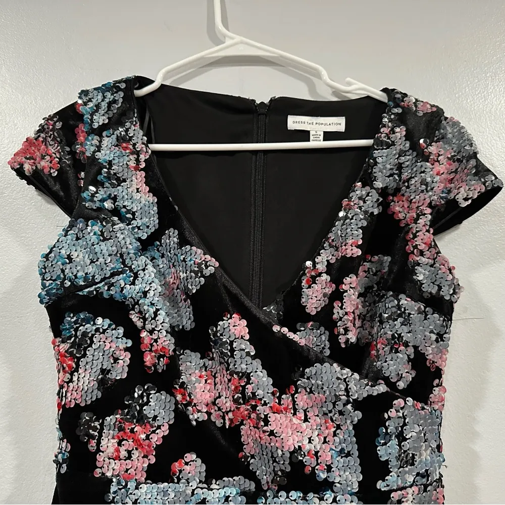 Dress The Population Jaleah Sequin Dress Small S - Image 3