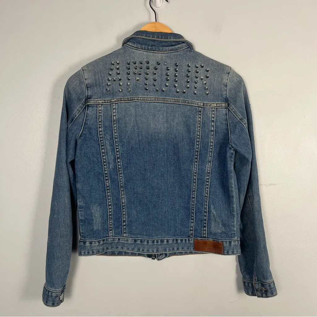 Zadig & Voltaire Kioky Denim Jacket studded amour size medium - Image 5