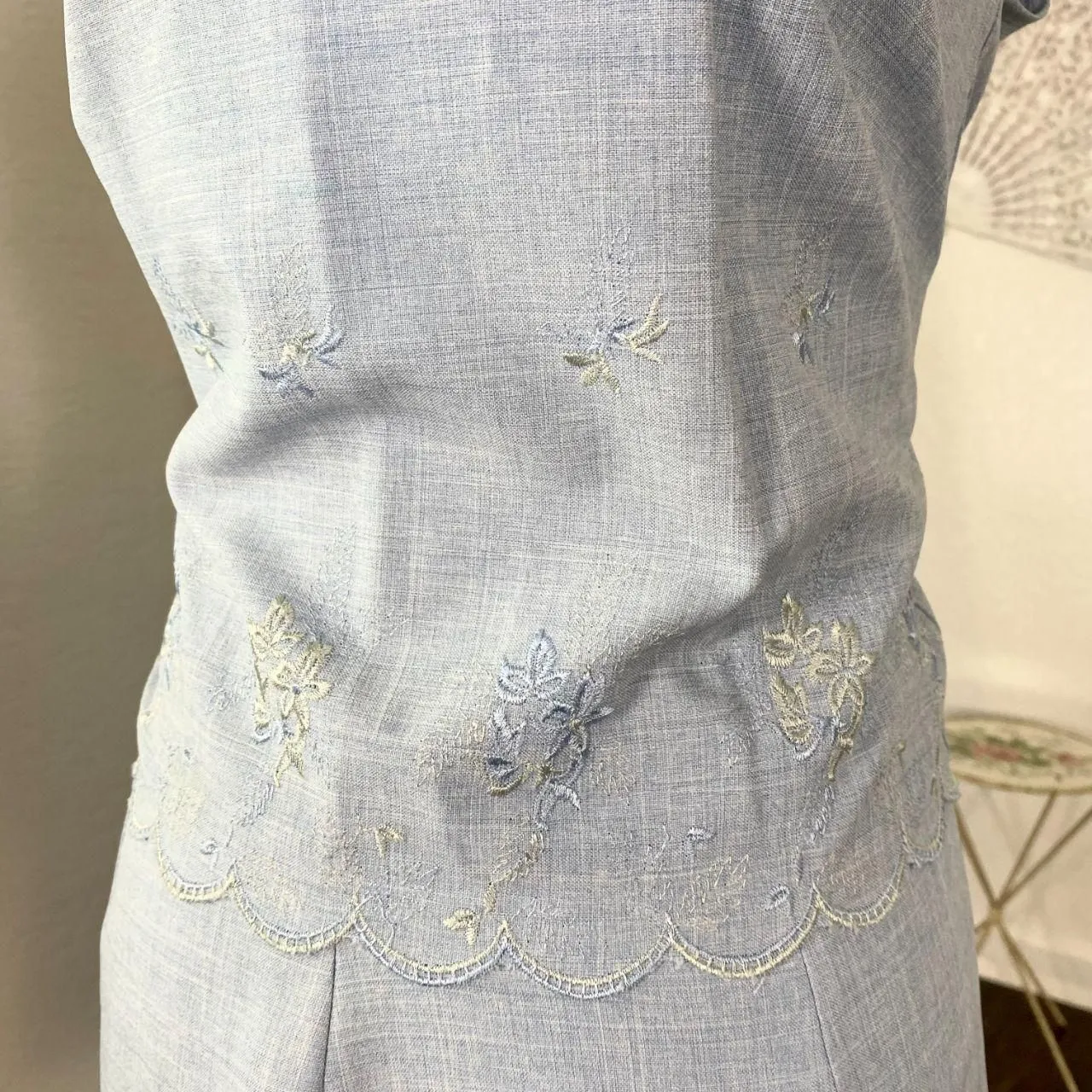 City Studios Vintage 90s Coquette Baby Blue Embroidered Matching Skirt Top Set S - Image 5