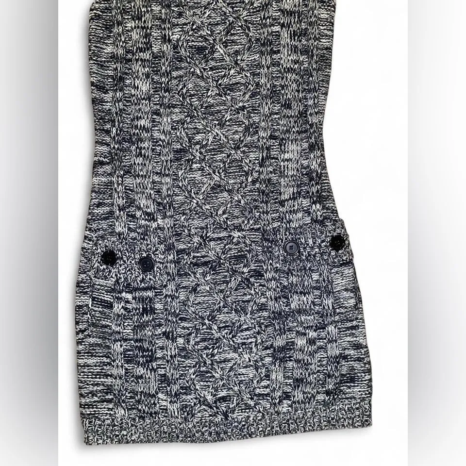 Black, white and gray vintage knit short sleeves mini dress with pockets Black Size M - Image 3