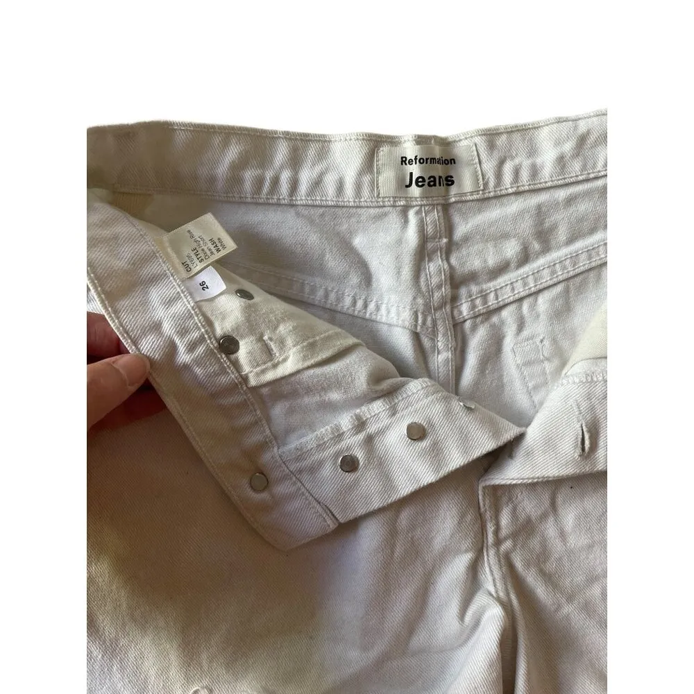 Reformation Dixie High Rise White Jean Shorts Size 26 100 Cotton Made In USA NEW - Image 4