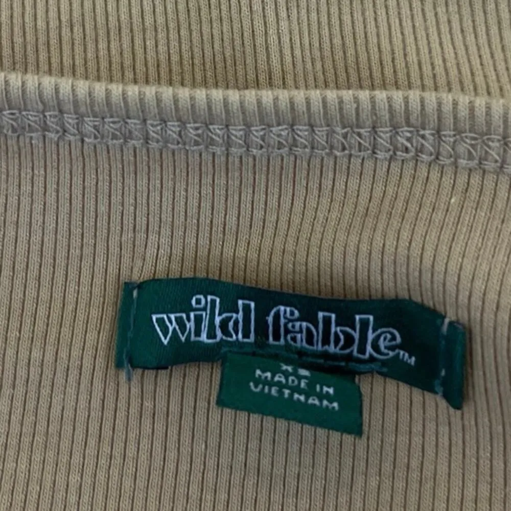 Wild Fable Cream Tan Ribbed Square Neck Spaghetti Cami Camisole Bodysuit Top XS - Image 3