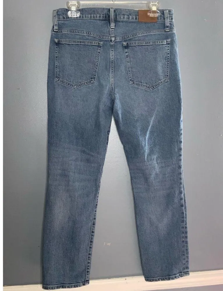 J Crew Slim Boyfriend Ripped Distressed Ankle Jeans In Tinted Indigo Wash 28 - Image 3