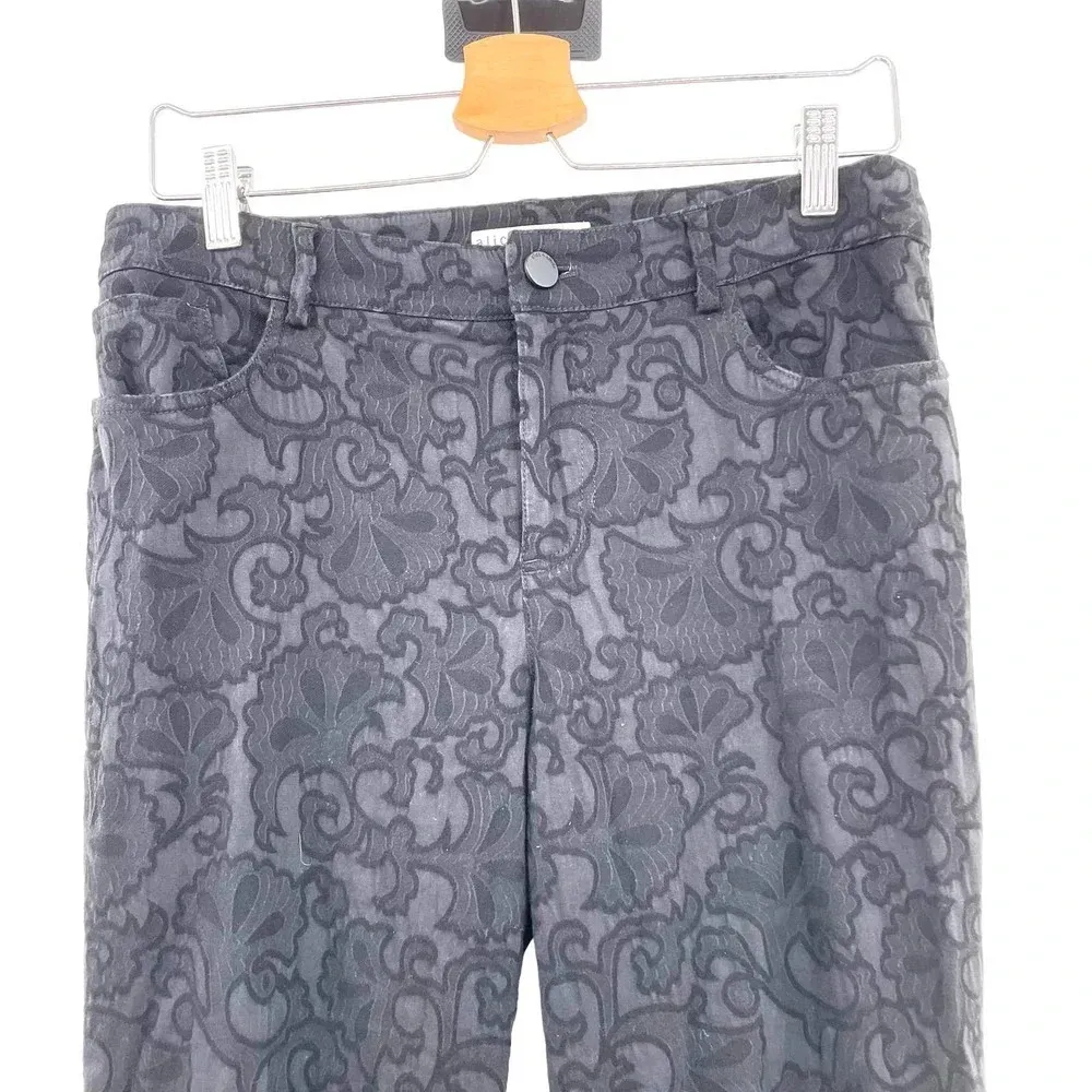 Alice +‎ Olivia Pants Trousers Textured Floral Scroll PrintJacquard Black Size 8 - Image 2